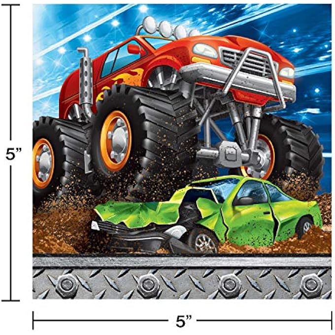 MONSTER TRUCK RALLY BEVERAGE NAPKINS 16-PIECES - Image 2